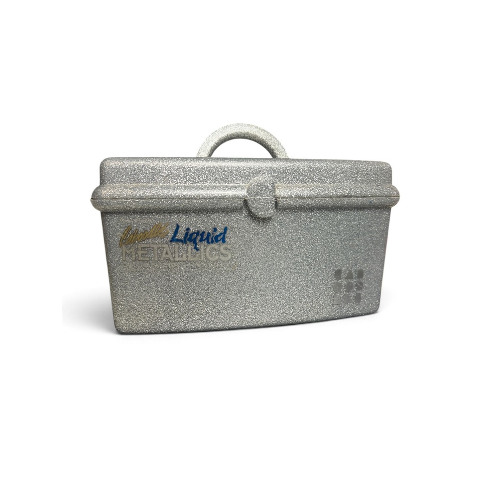 Caboodles Liquid Metallics Silver Glitter Makeup Case Organizer 5620 Mirror Tray